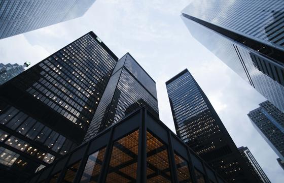 Modern commercial high-rise office buildings